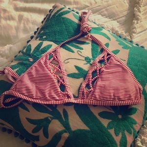 Red stripped bikini top M forth of July